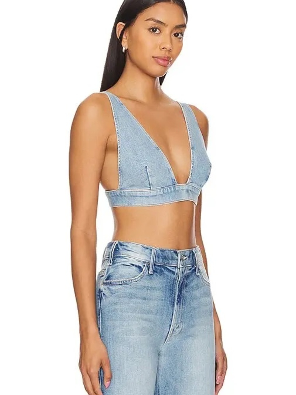 NWT LNDN Denim Bralette Crop Top - Size XS